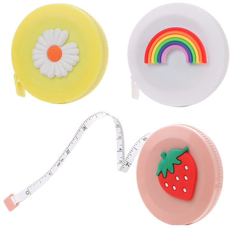 UHOMENY 3 Pack Measuring Tape Retractable, Mini Soft Cartoon 60Inch Measuring Tape for Body Flexible Tape Measure for Tailor Sewing Craft Cutting Ruler Tools Height Waist Weight Loss Measure Tape - Image 1